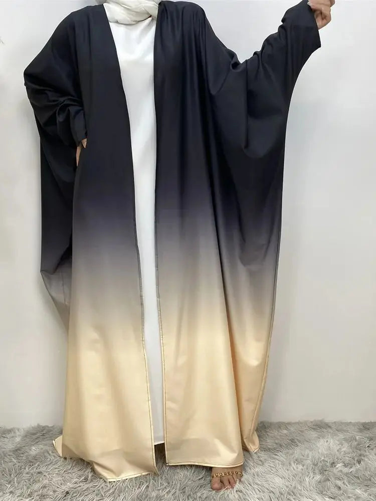 Middle Eastern Gradient Cardigan Abaya Dress for Women