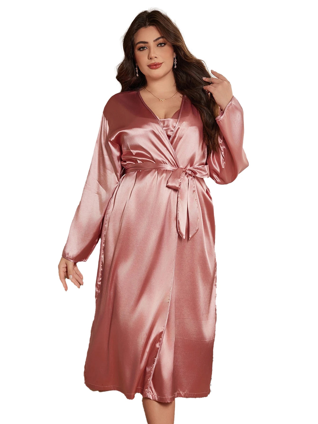 Plus Size Elegant Solid Color Robe Nightgown