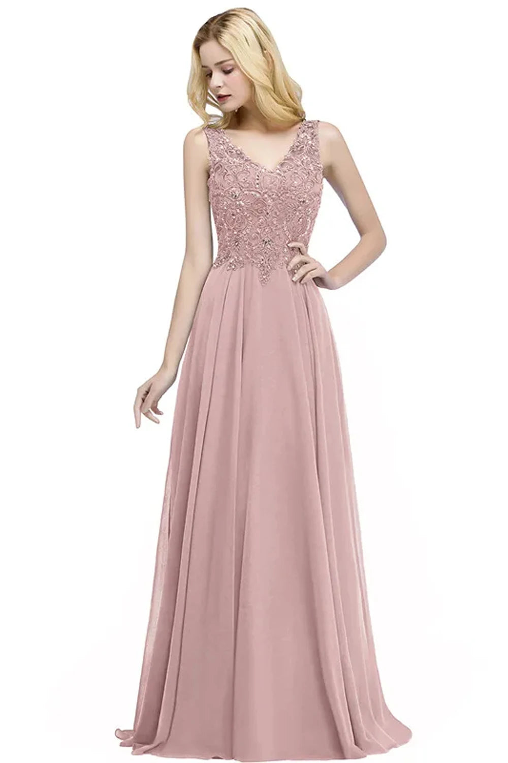 Elegant Navy Blue Chiffon Beaded Evening Gown for Women