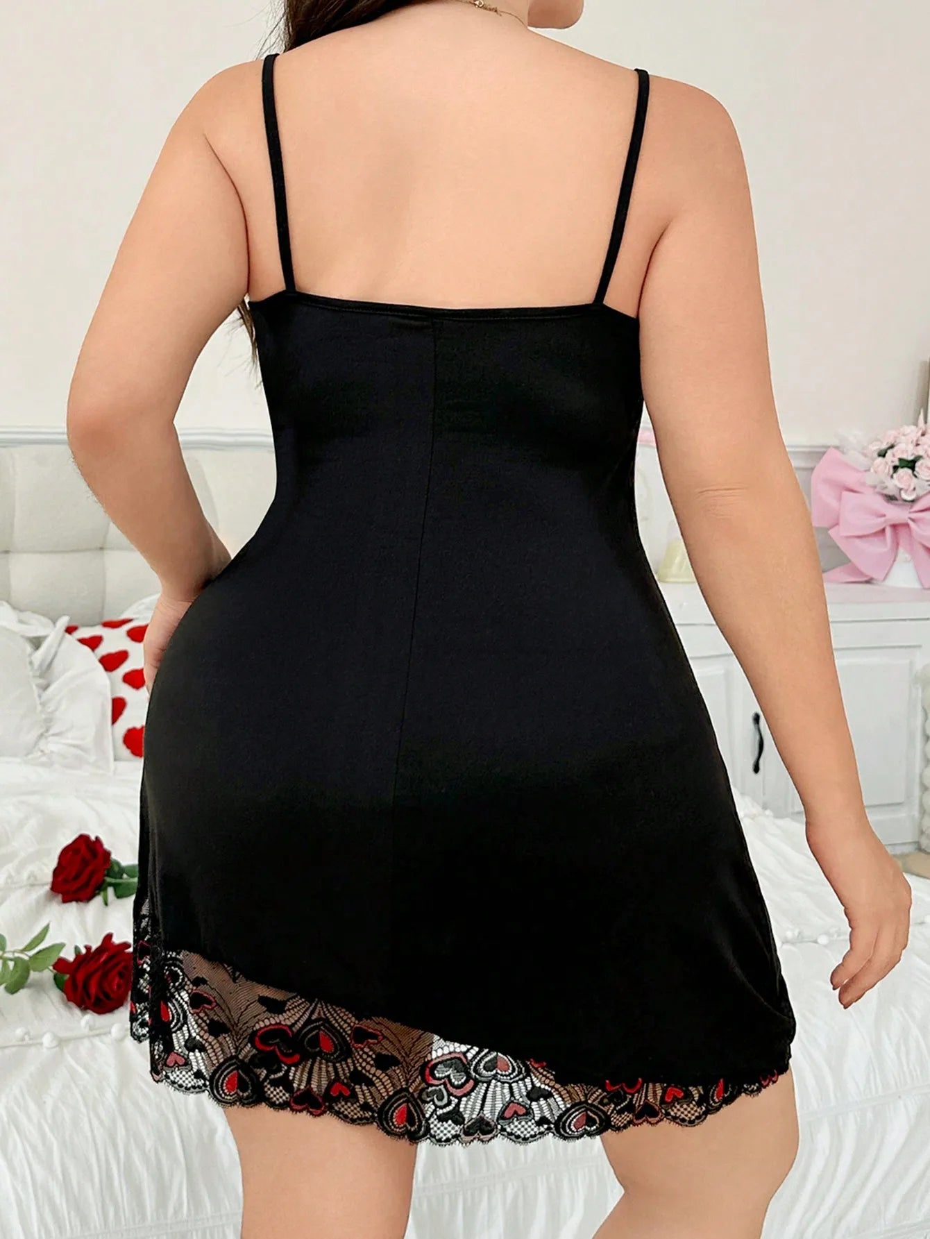 Plus Size Lace Patchwork Cami Nightdress