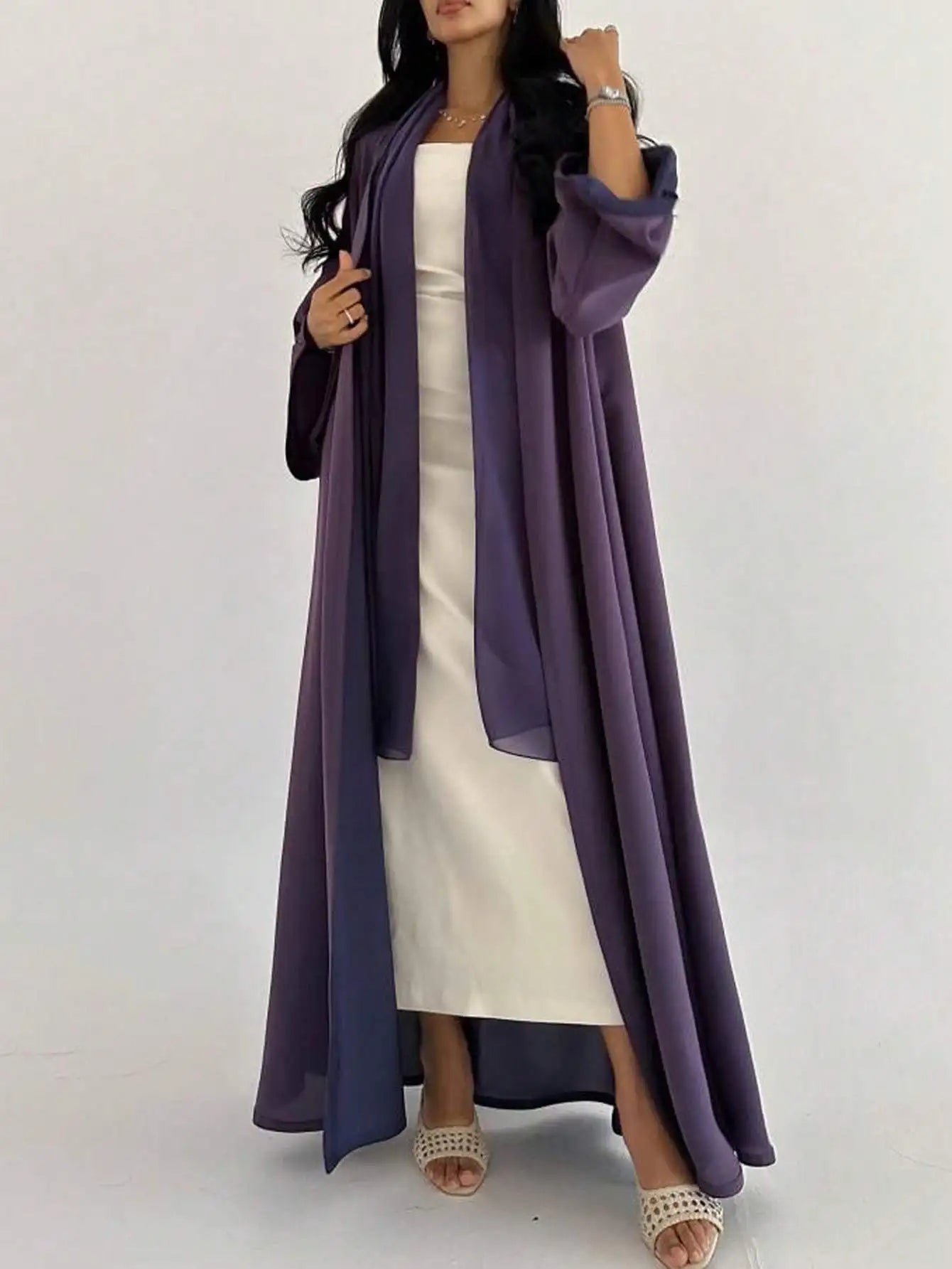 Middle Eastern Reversible Full Sleeve Abaya Maxi Dress for Women