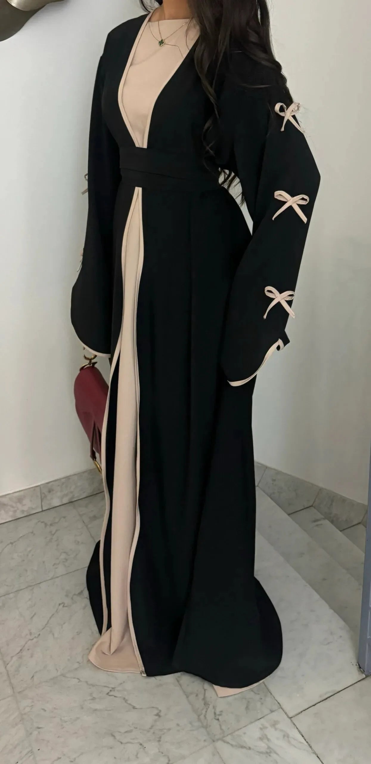 Eid Bow Sleeve Kimono Abaya Dress for Women