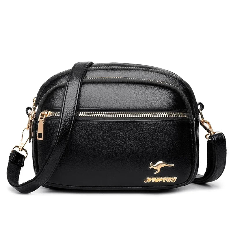 High Quality Soft Leather Multi-Pocket Shoulder Bag