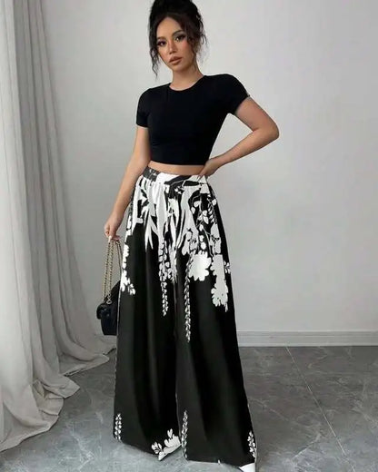 Women’s Tropical Print Wide Leg Pants