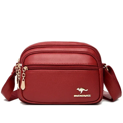 High Quality Soft Leather Multi-Pocket Shoulder Bag