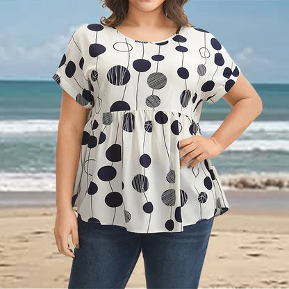 Plus Size Polka Dot Slim Fit Casual Top