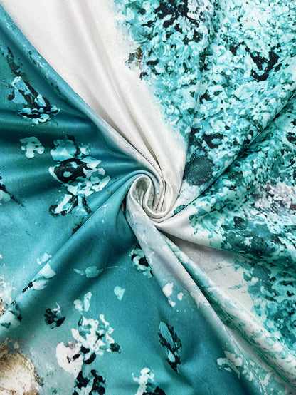 Plus Size Teal Abstract Floral Maxi Sundress