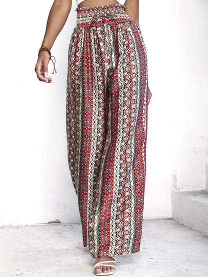 Women’s Bohemian Print Wide Leg Vacation Pants