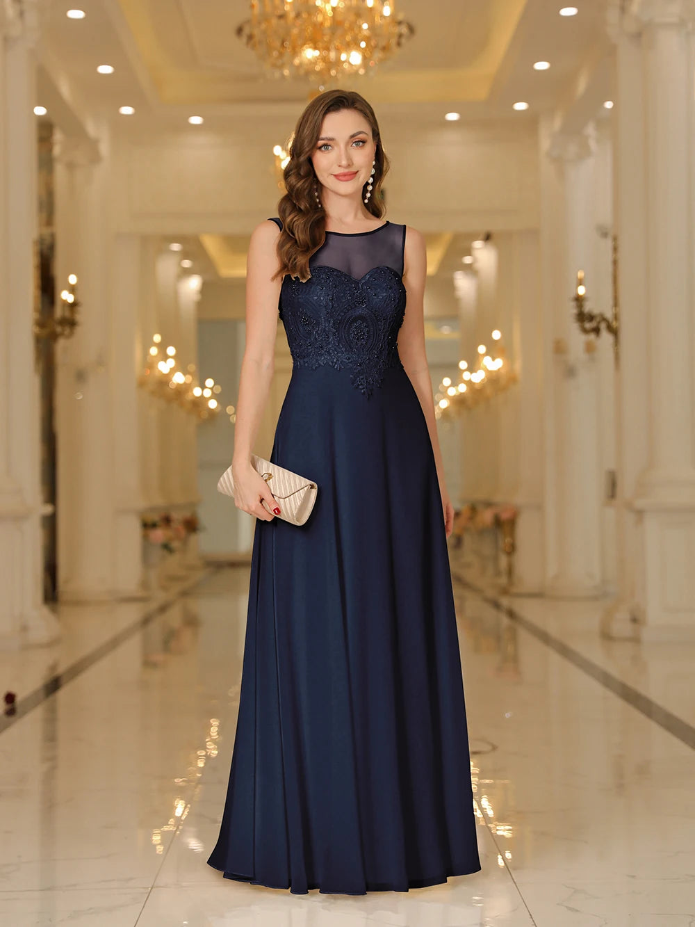 Elegant V-Neck Appliqué Mermaid Evening Gown for Women