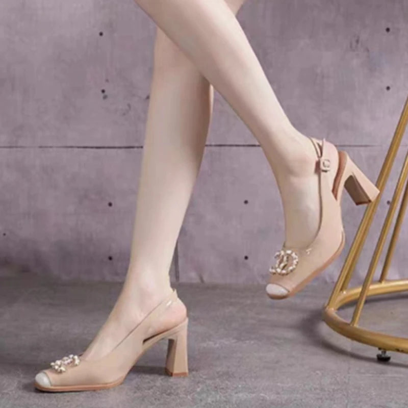Fashion Buckle Open-Heel High Heel Sandals for Women