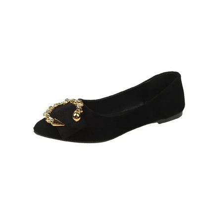 Women's Pointed Toe Metal Accent Casual Flats