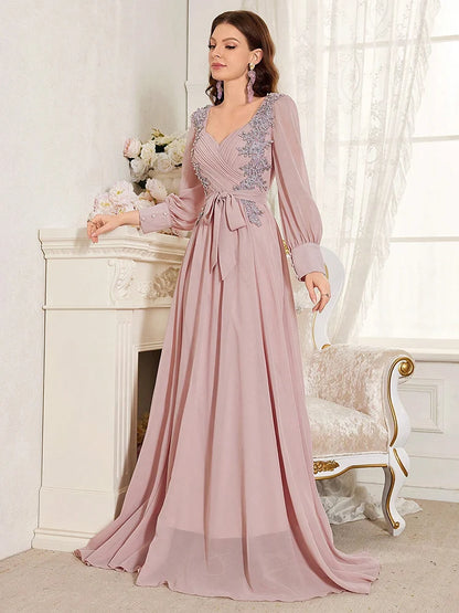 TOLEEN Elegant Bridesmaid Evening Dress with Pearl Detail