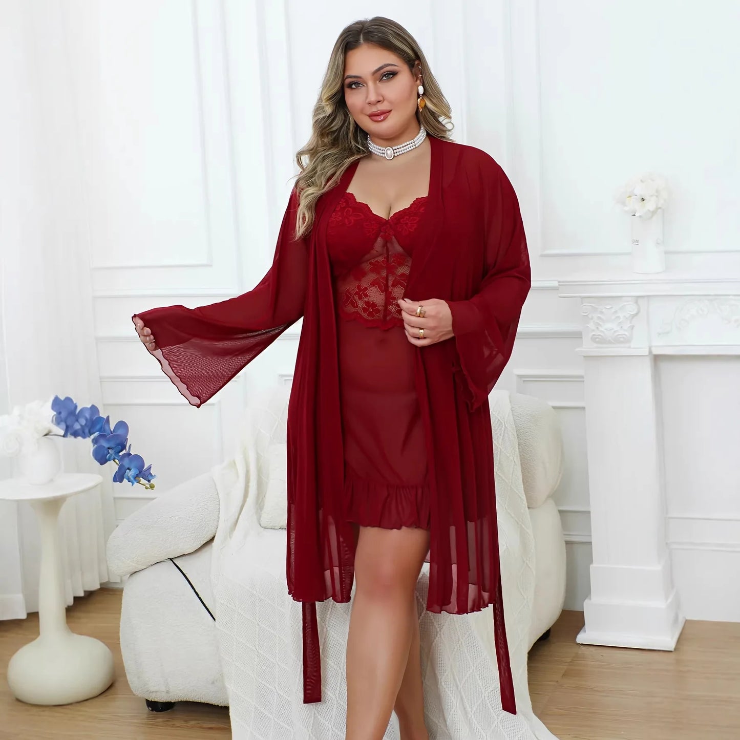 Women’s Sexy Lace Nightgown Set