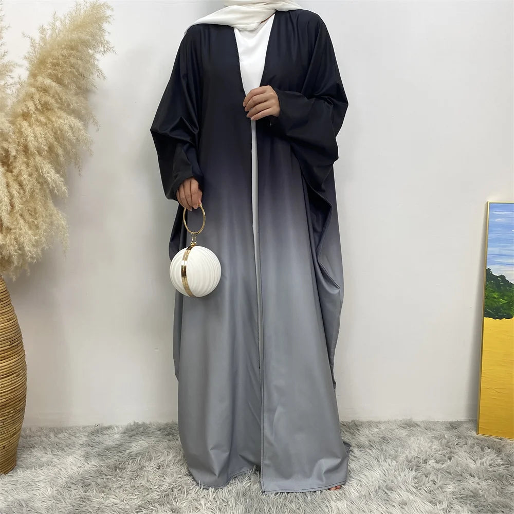Middle Eastern Gradient Cardigan Abaya Dress for Women