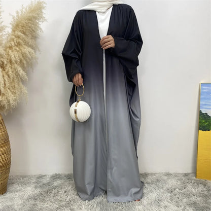 Middle Eastern Gradient Cardigan Abaya Dress for Women