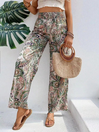 Women’s Vintage Print High-Waisted Wide Leg Pants
