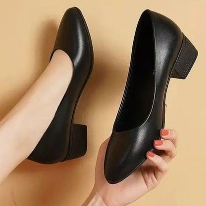 Women's Genuine Leather Low-Heel Formal Pumps