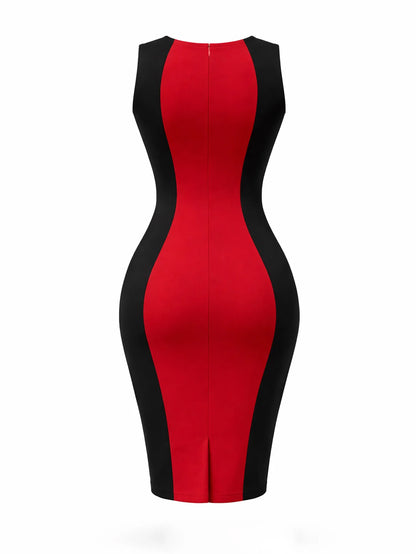 Women’s Sleeveless Colorblock Bodycon Pencil Dress