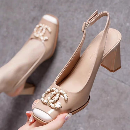 Fashion Buckle Open-Heel High Heel Sandals for Women