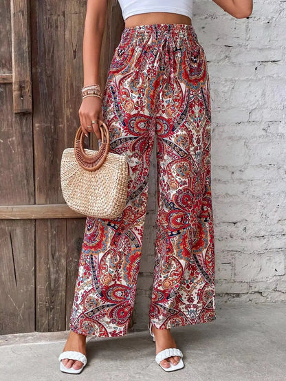 Women’s Vintage Print High-Waisted Wide Leg Pants