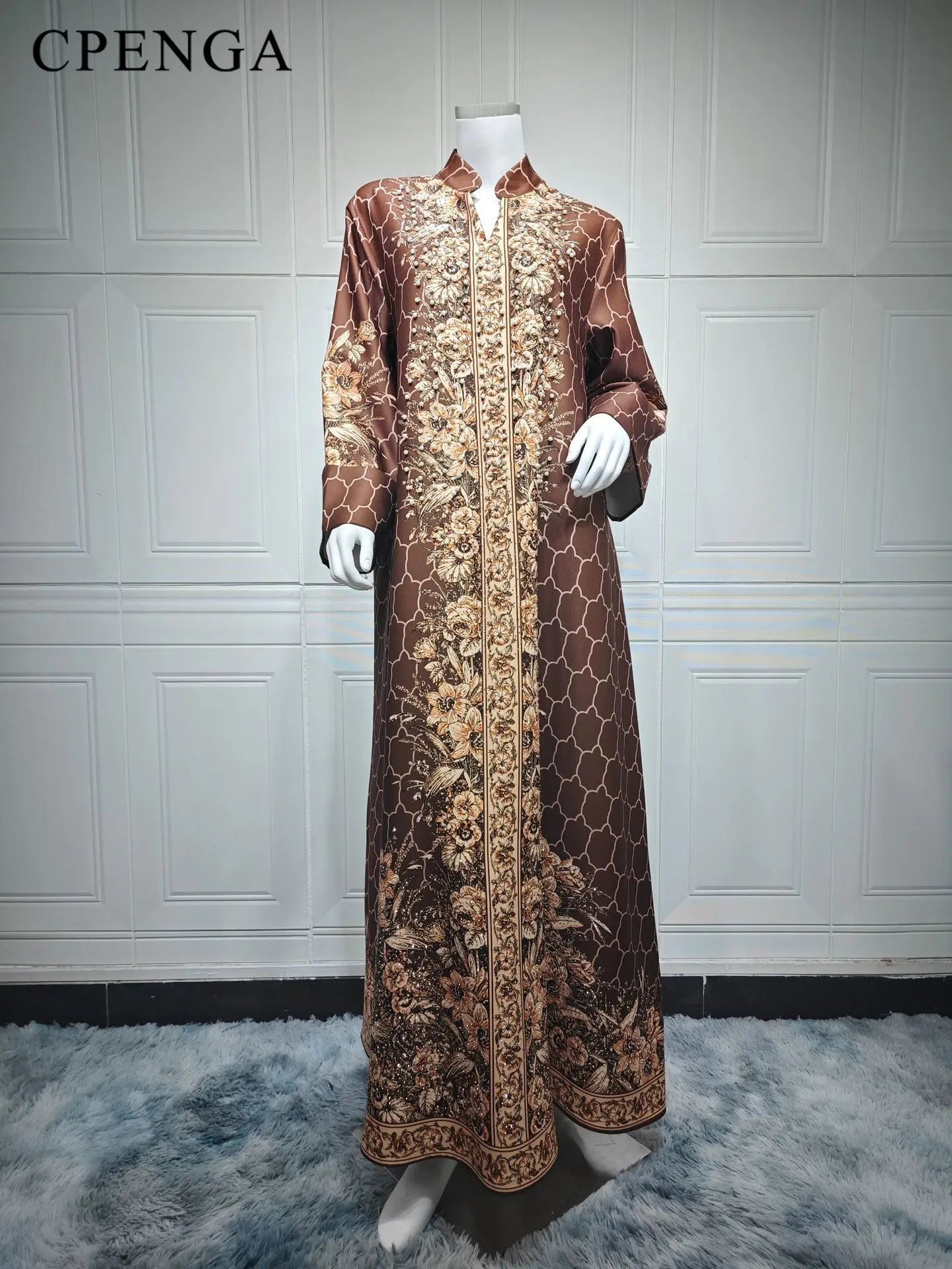Luxury Dubai Bedazzled Abaya Kaftan Dress for Women