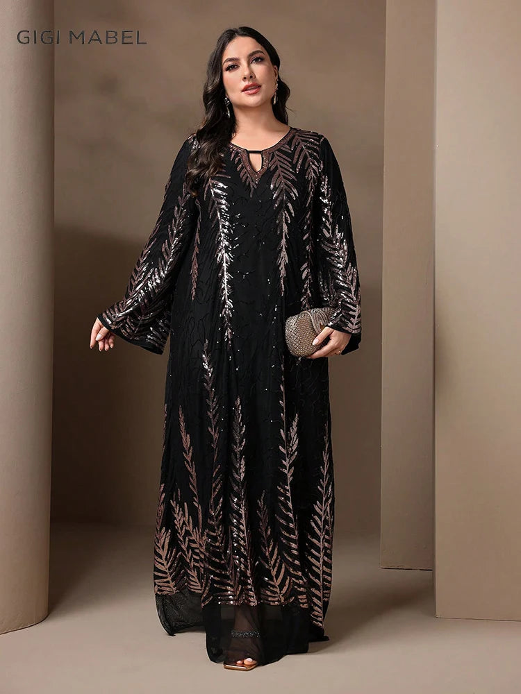 GIGI MABEL Plus Size Sparkly Sequin Abaya Dress