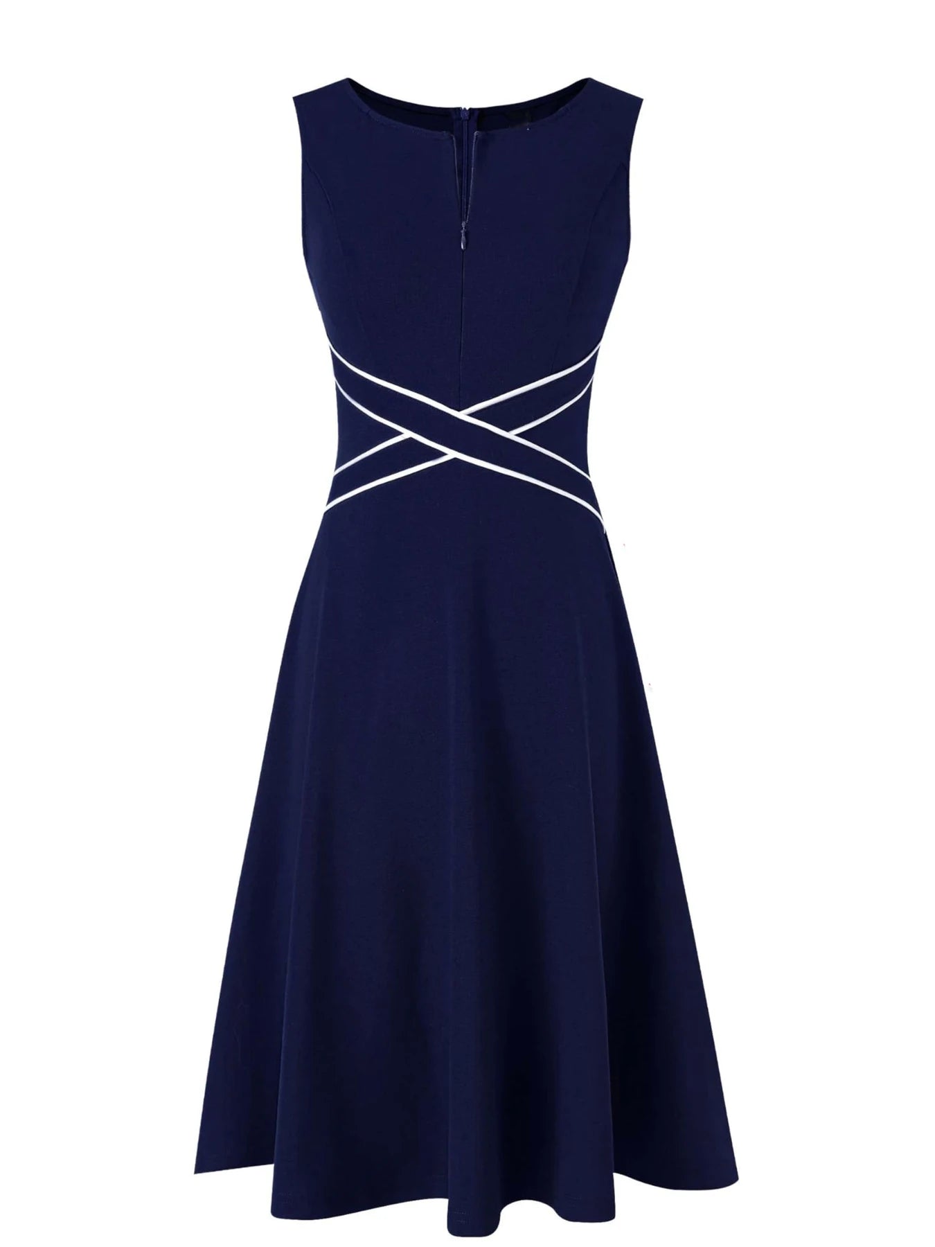 Women’s Sleeveless Vintage Zip Front Fit & Flare Dress