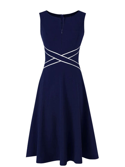 Women’s Sleeveless Vintage Zip Front Fit & Flare Dress