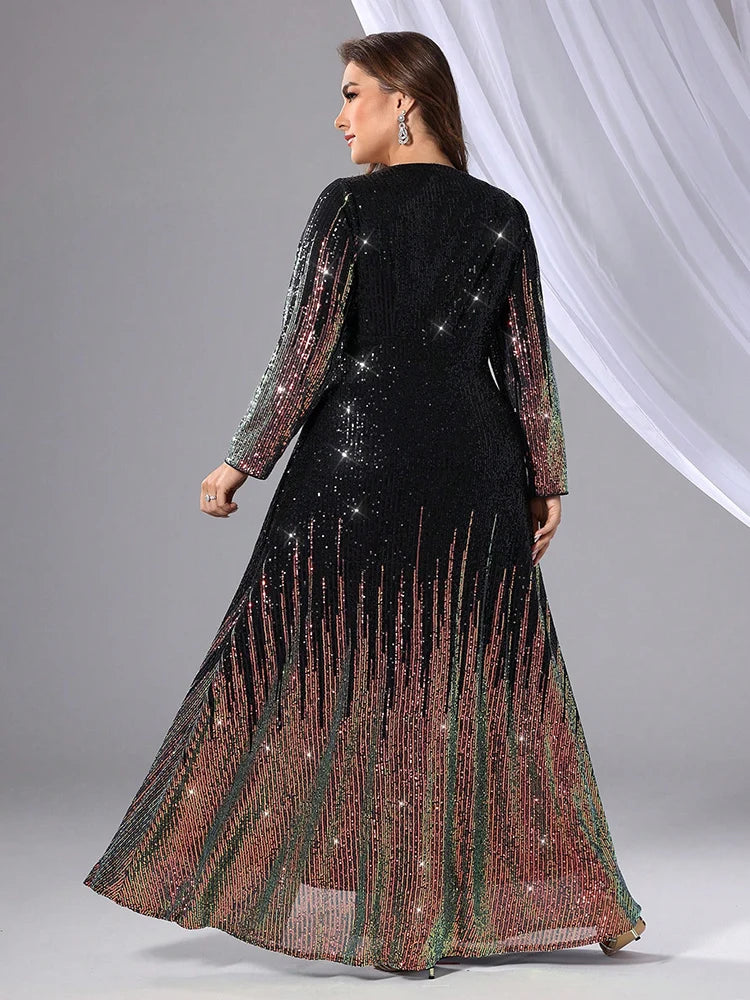 TOLEEN Plus Size Sequin Beaded Evening Gown
