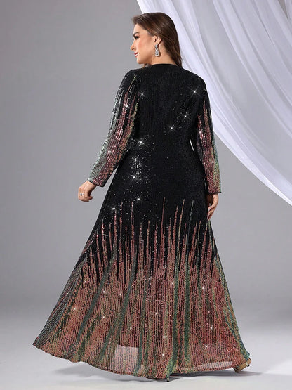 TOLEEN Plus Size Sequin Beaded Evening Gown