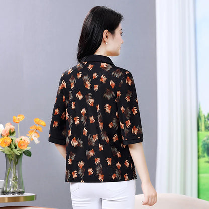 Plus Size Geometric Texture Casual Blouse