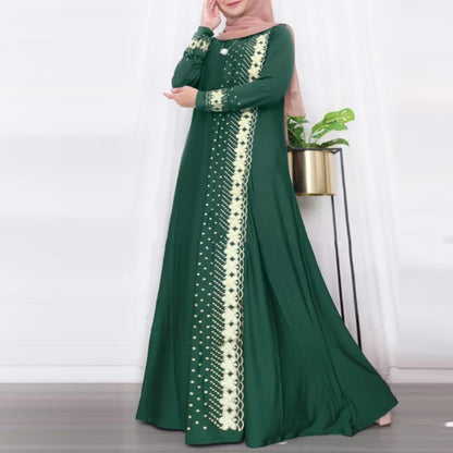 ZANZEA Floral Print Long Sleeve Abaya Maxi Dress for Women