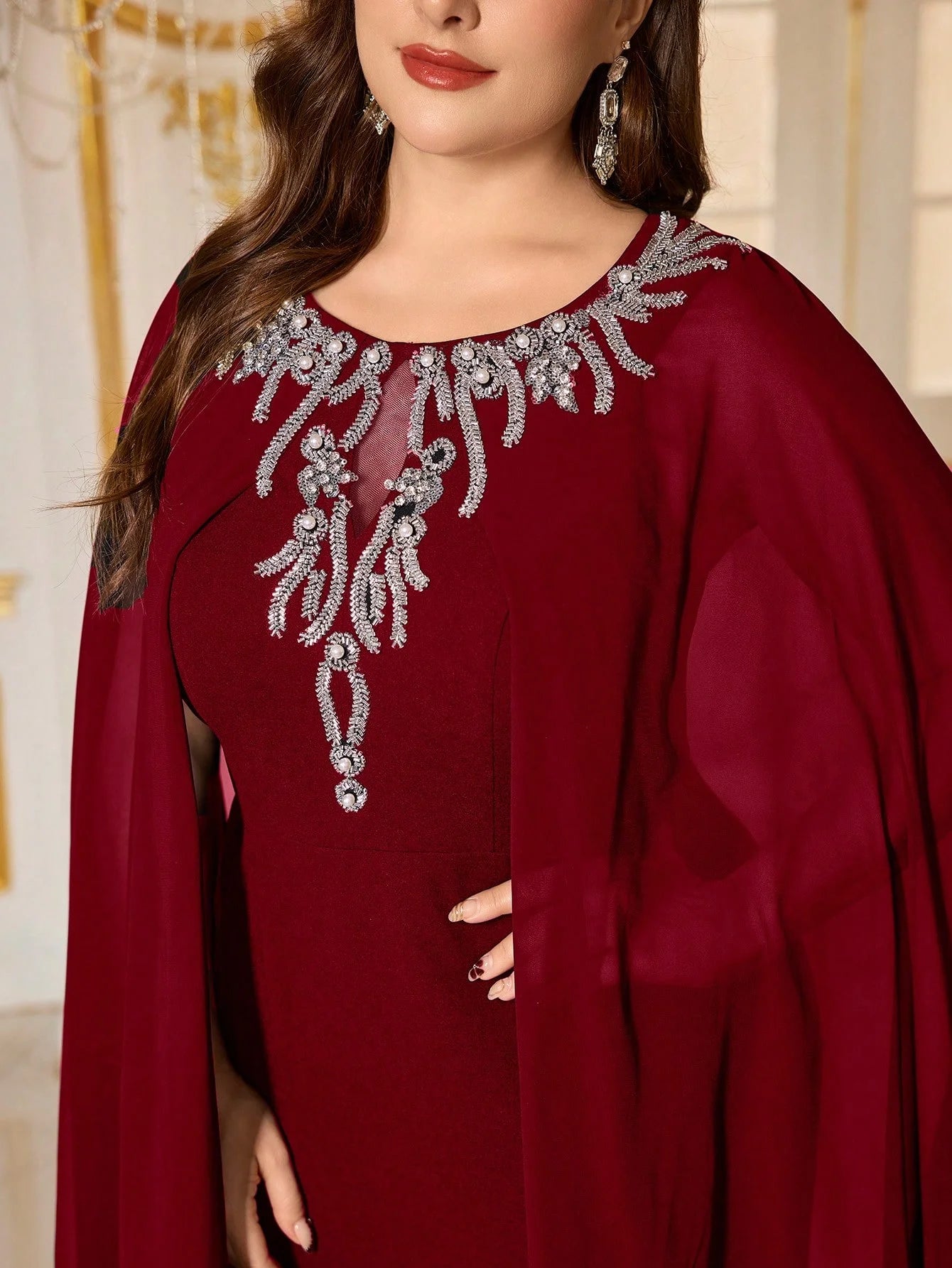 UNITHORSE Plus Size Chiffon Evening Dress