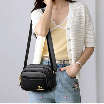 High Quality Soft Leather Multi-Pocket Shoulder Bag