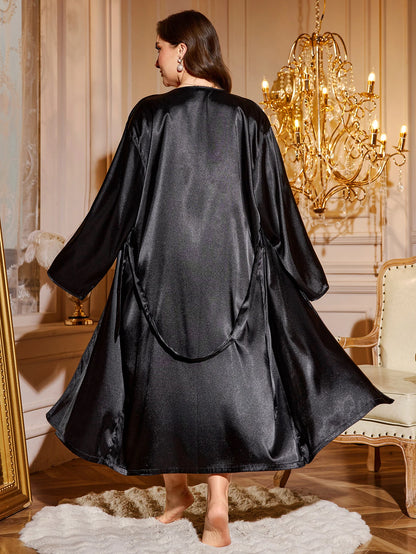 Plus Size Elegant Robe & Nightdress Pajama Set