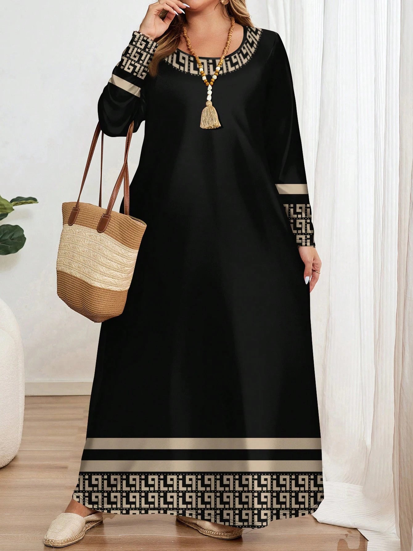 Plus Size Ethnic Geometric Print Dress