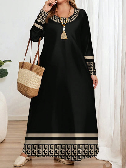 Plus Size Ethnic Geometric Print Dress