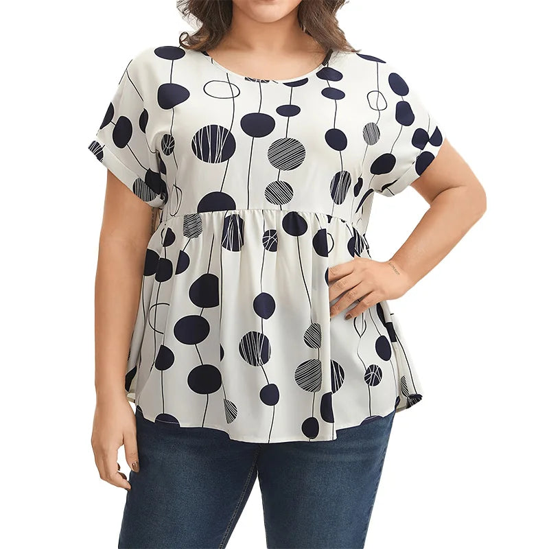 Plus Size Polka Dot Slim Fit Casual Top
