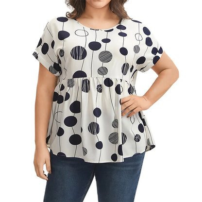 Plus Size Polka Dot Slim Fit Casual Top