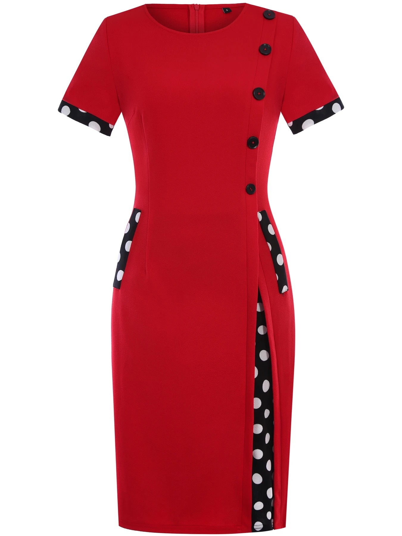 Women’s Polka Dot Colorblock Pencil Sheath Dress