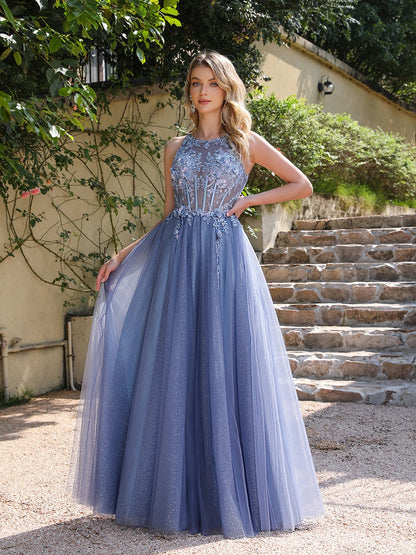 Elegant V-Neck Appliqué Mermaid Evening Gown for Women
