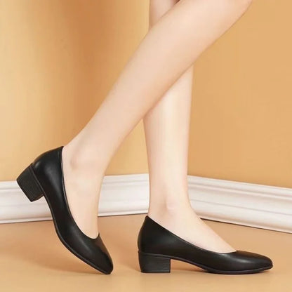 Women's Genuine Leather Low-Heel Formal Pumps