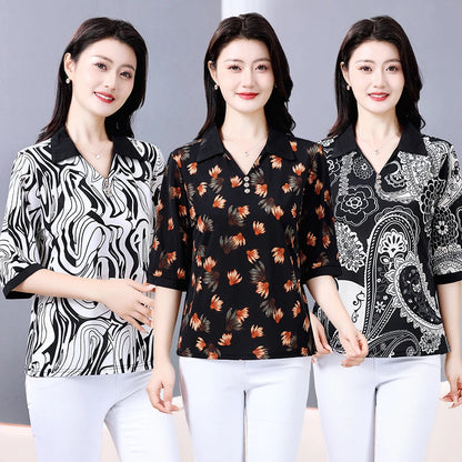 Plus Size Geometric Texture Casual Blouse