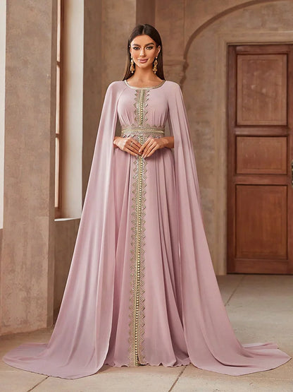 TOLEEN Embroidered Cape Sleeve Arabian Maxi Dress