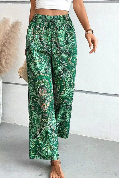 Women’s Vintage Print High-Waisted Wide Leg Pants