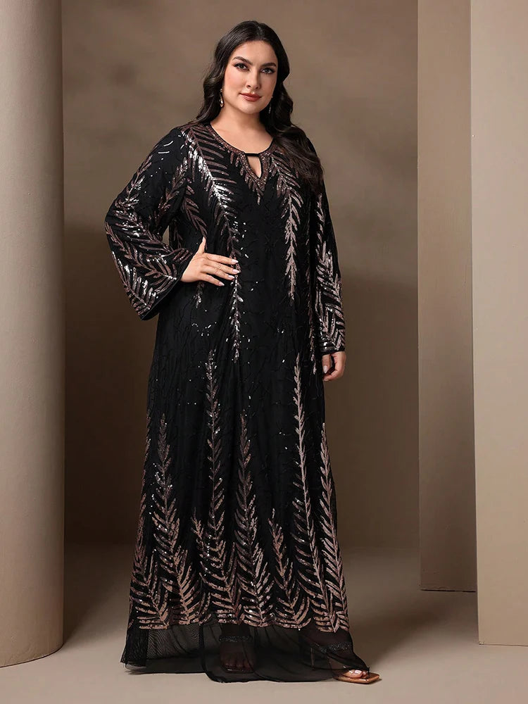GIGI MABEL Plus Size Sparkly Sequin Abaya Dress