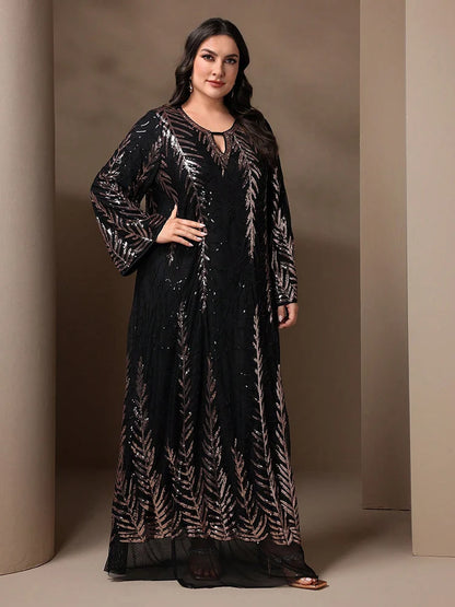 GIGI MABEL Plus Size Sparkly Sequin Abaya Dress