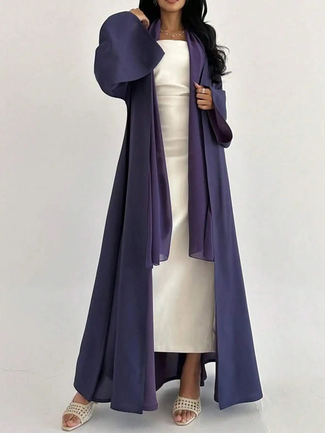 Middle Eastern Reversible Full Sleeve Abaya Maxi Dress for Women