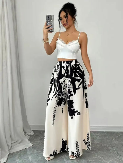 Women’s Tropical Print Wide Leg Pants