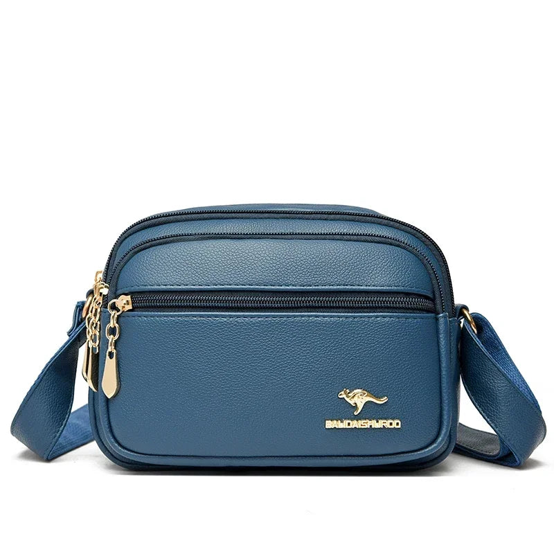 High Quality Soft Leather Multi-Pocket Shoulder Bag